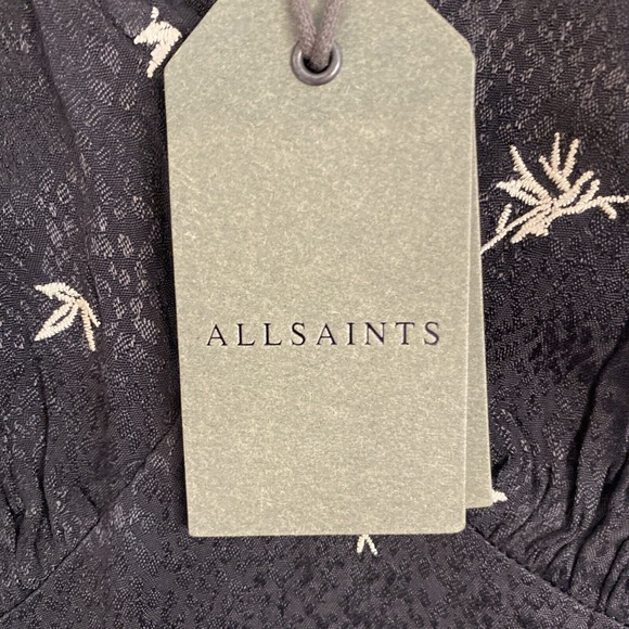 AllSaints Rosi Bamboo Dress Sz 6 Puffed Sleeves Black Whimsigoth Grunge Punk - Picture 6 of 16